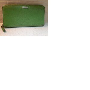 KATE SPADE  KELLY GREEN OSTRICH LEATHER WALLET